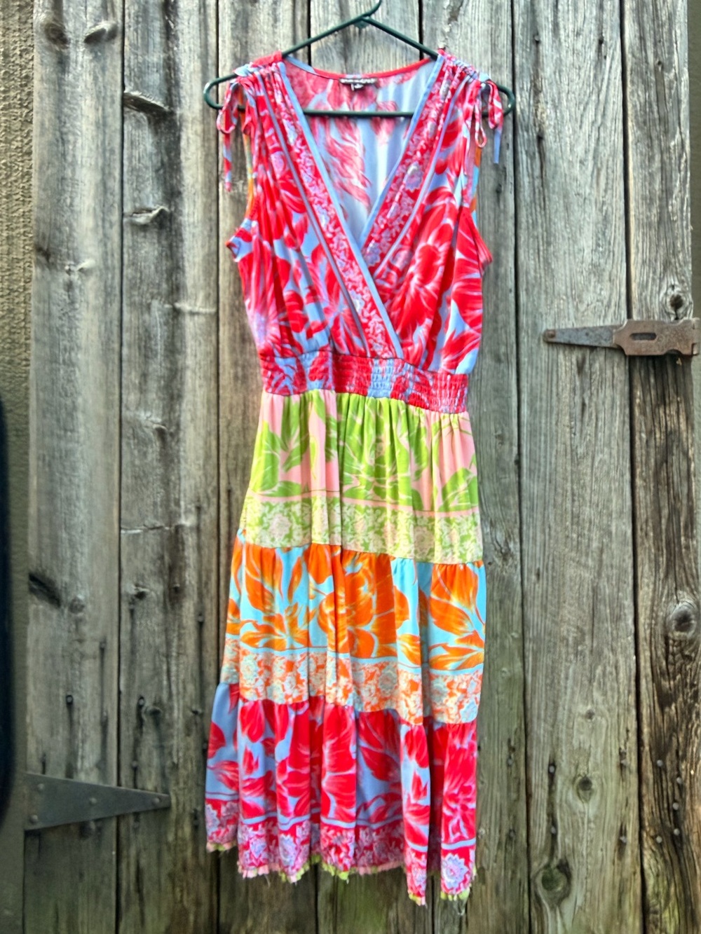 Sam & Jess Tiered Boho Tropical Midi Dress Women’s Small